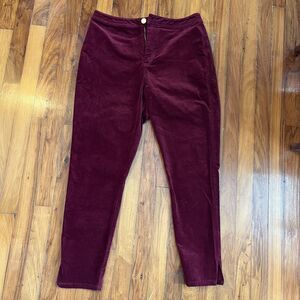 Asos Burgundy Velvet Pants Size 32 Indie Sleaze
